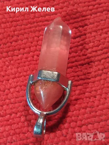 КОЛИЕ МЕДАЛЬОН РОЗОВ КВАРЦ ПОСРЕБРЕНО АРТИСТИЧНА ВИСУЛКА 10932, снимка 8 - Колиета, медальони, синджири - 30580731