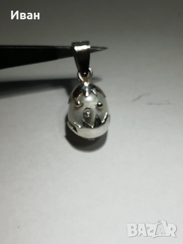 Сребърна висулка с перла , снимка 3 - Колиета, медальони, синджири - 51822919