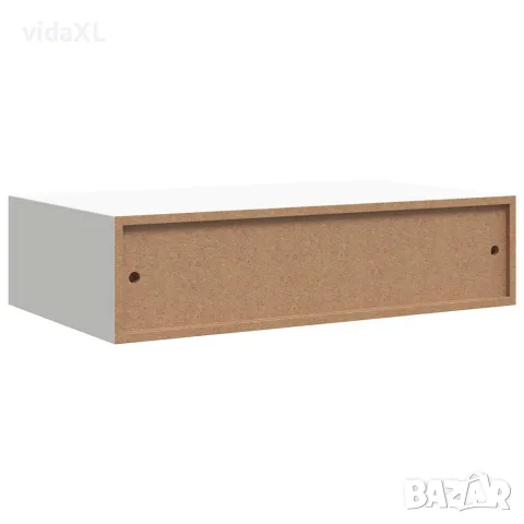 vidaXL Стенен рафт с чекмедже, бял, 40x23,5x10 см, МДФ, снимка 8 - Етажерки - 56146951