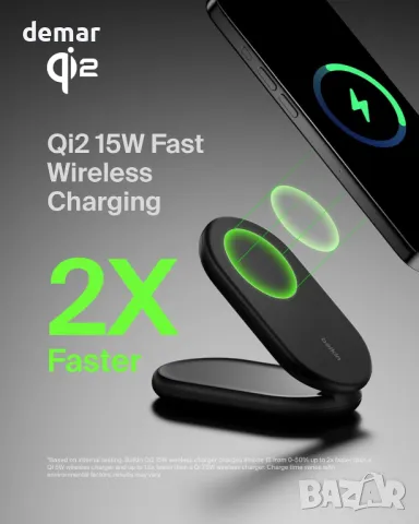 Зарядно устройство Belkin BoostCharge MagSafe, магнитна сгъваема стойка за безжично зареждане 15 W, снимка 5 - Безжични зарядни - 48225035