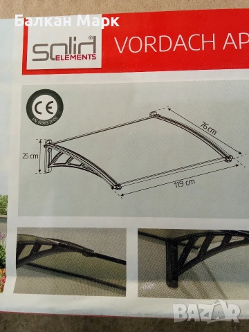Козирка за врата Solid Elements Apus (120x80 см), снимка 6 - Други стоки за дома - 53800426