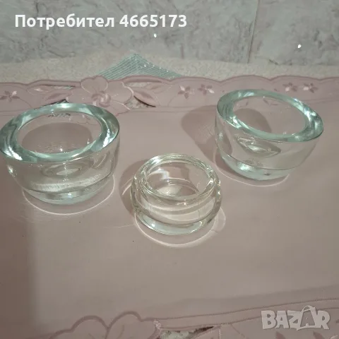 Сет Стъклени Свещници 3 броя 