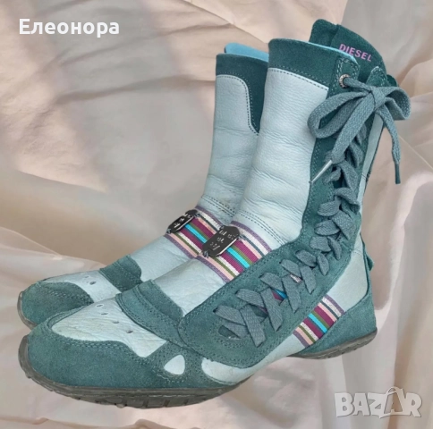 естествена кожа и велут Disel спортни боти, снимка 2 - Дамски боти - 51545539