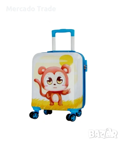 Комплект 2 броя детски куфари Mercado Trade, Маймунка, Жълт, Различни размери, снимка 3 - Раници - 50526523