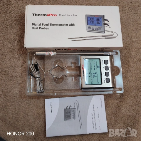 Термометър за готвене, готварски, дигитален, таймер. 