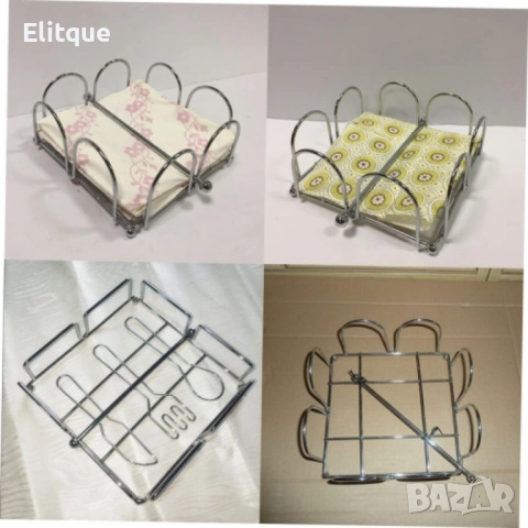 Луксозен метален салфетник в сребристо, ‎18,5 x 1 x 7,62 cm, снимка 7 - Други стоки за дома - 52901370