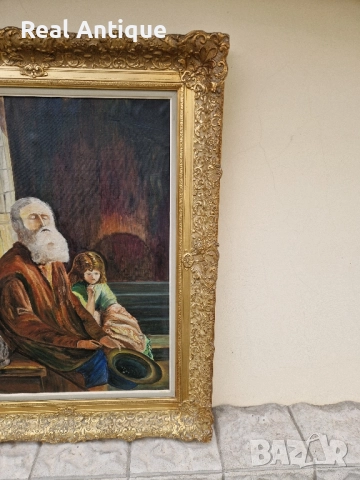 Уникална антикварна белгийска майсторска авторска картина масло върху платно , снимка 4 - Картини - 52348285