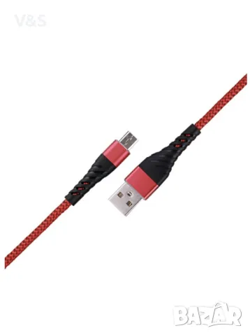 USB към USB-C / Type-C кабел за зареждане/пренос на данни, дължина 2M, подсилен, червен,, снимка 3 - Резервни части за телефони - 48132946