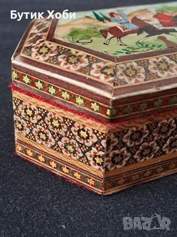 Старинна персийска кутия ,,хатамкари,,, снимка 4 - Антикварни и старинни предмети - 39786837
