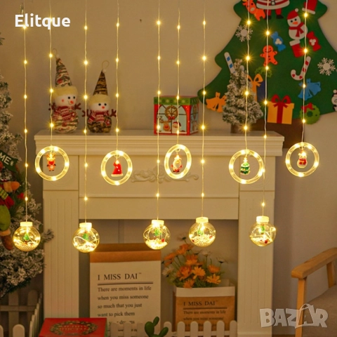 Светещ коледен гирлянд с рингове и малки коледни фигурки  , снимка 3 - Декорация за дома - 52904369