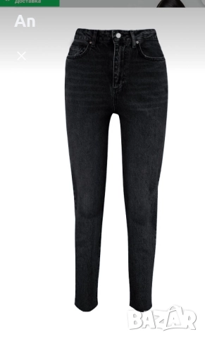 Черни дънки Mom с висока талия, снимка 6 - Дънки - 52176428