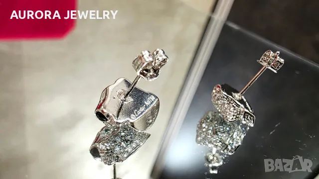 CARTIER Panthere de Cartier White Gold Stud Paved Diamond Дамски Обеци, снимка 8 - Обеци - 56306462