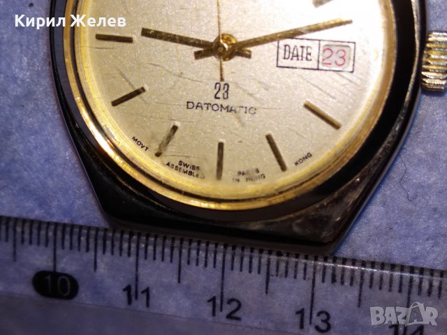 RIVINGTON ELECTRA 23 DATOMATIC МАРКОВ ПОЗЛАТЕН МЕХАНИЧЕН ЧАСОВНИК РАБОТЕЩ ХОНГ КОНГ ШВЕЙЦАРИЯ 37123, снимка 9 - Мъжки - 40197980