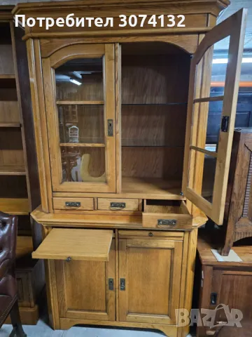 Масивен дъбов трапезен шкаф в стил Рустик, снимка 4 - Шкафове - 49680330