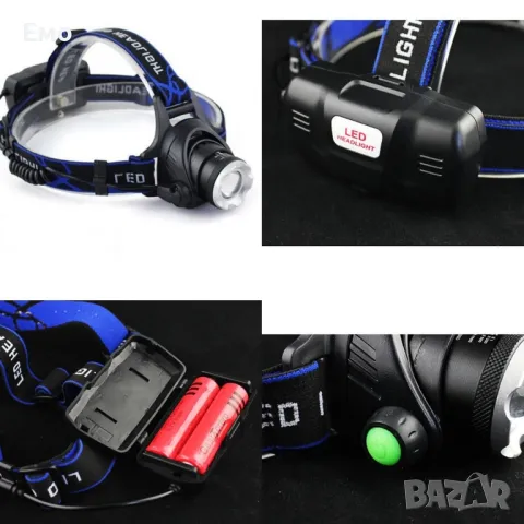 Фенер за глава със силна светлина и SOS режим