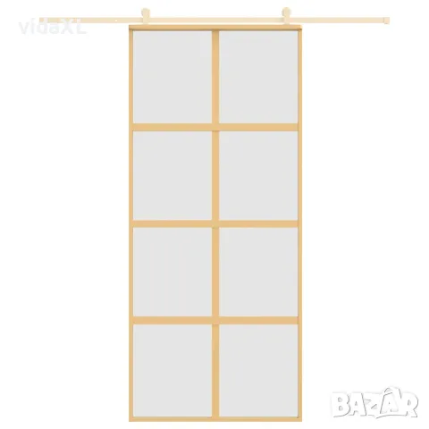 vidaXL Плъзгаща се врата 90x205 см матирано ESG стъкло и алуминий, снимка 3 - Входни врати - 56146174