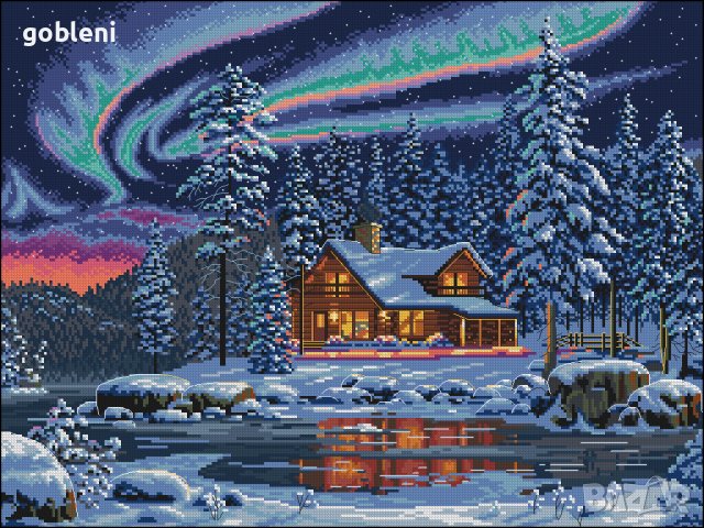 гоблен "СЕВЕРНО СИЯНИЕ" Д 40 - шев 1:1/1:4; 37 цвята, снимка 2 - Гоблени - 40183810