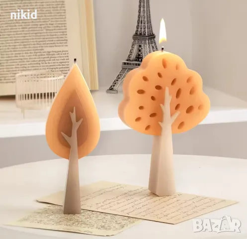 Право високо дърво 2 вида силиконов молд форма фондан шоколад гипс смола свещ, снимка 6 - Форми - 47764341