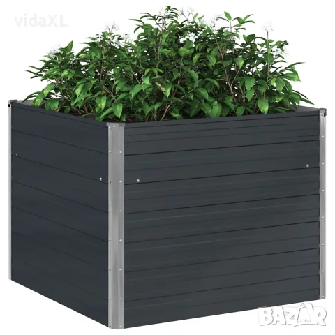 vidaXL Повдигната леха, антрацит, 100x100x77 см, поцинкована стомана, снимка 5 - Саксии и кашпи - 56147571