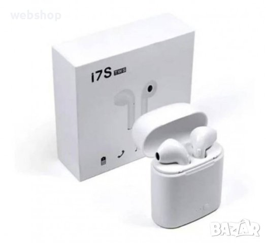 Безжични Bluetоoth слушалки I7S в комплет с функция handsfree и кутийка зарядно, снимка 1