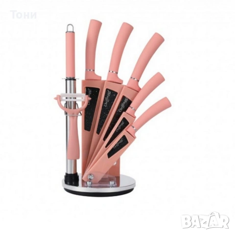 Комплект кухненски н о ж о в е 8 в 1 с въртяща се стойка Cheffinger за подредена кухня
