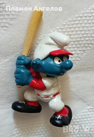 Рядък Рекламен Смърф-Бейзболист "Silan" 1981.Peyo Schleich. 
