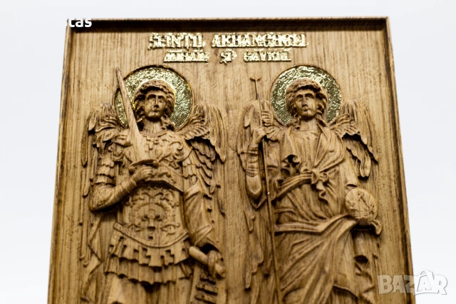 Релефна икона на Свети Архангел Михаил и Свети Архангел Гавриил, снимка 6 - Икони - 53224078
