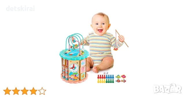 Дървен монтесорен куб 8в1 с Риболов, снимка 3 - Образователни игри - 51165093