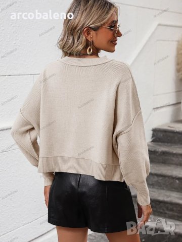 Дамски моден ежедневен едноцветен пуловер, 6цвята  , снимка 16 - Блузи с дълъг ръкав и пуловери - 42294439