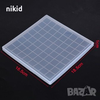 Основа Подложка табла шах мат ШАХМАТ фигурки Силиконов молд форма фондан смола квадрати квадратчета, снимка 7 - Форми - 33422846