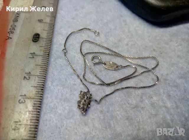 ФИНО БУТИКОВО СРЕБЪРНО КОЛИЕ ИТАЛИЯ МАРКОВО СРЕБРО 925 с БЯЛА ПОЗЛАТА / С НУЖДА да се РАЗПЛЕТЕ 40389