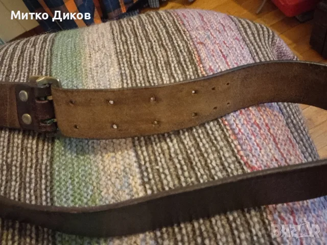 военен колан естествена кожа медна тока 127см дължина по 37мм ширина, снимка 3 - Екипировка - 56073991