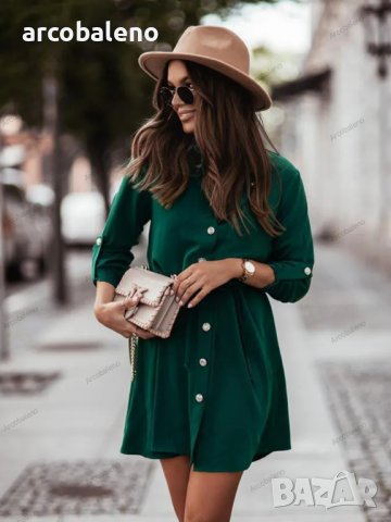 Дамска едноцветна рокля с копчета, 3цвята, снимка 7 - Рокли - 42081086