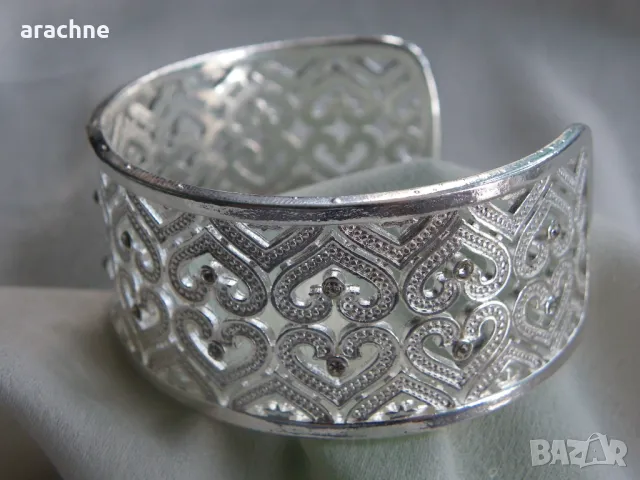 Ажурна руска сребърна гривна, снимка 3 - Гривни - 49558999