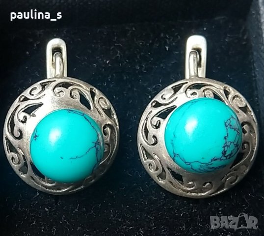 Стари руски обеци с тюркоаз / проба 925 