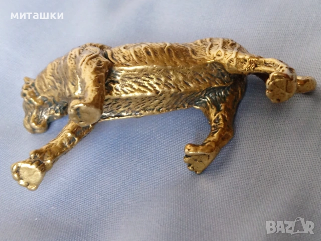 малка метална пластика тигър бронз, снимка 5 - Статуетки - 53753970