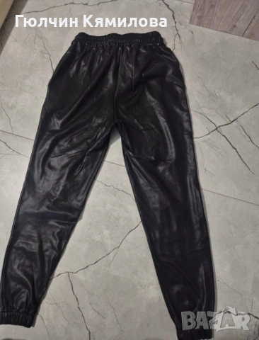 Кожен панталон с висока талия, снимка 2 - Панталони - 53176286