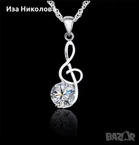 Сребърно колие и обици Музикални ноти, снимка 3 - Бижутерийни комплекти - 39446383