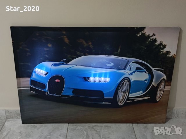 Светеща картина с Led осветление - Bugatti Chiron, снимка 2 - Картини - 35768657