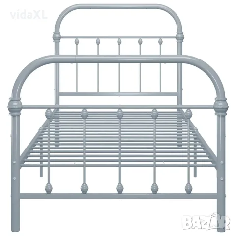 vidaXL Рамка за легло, сива, метал, 90x200 см, снимка 3 - Спални и легла - 56146503