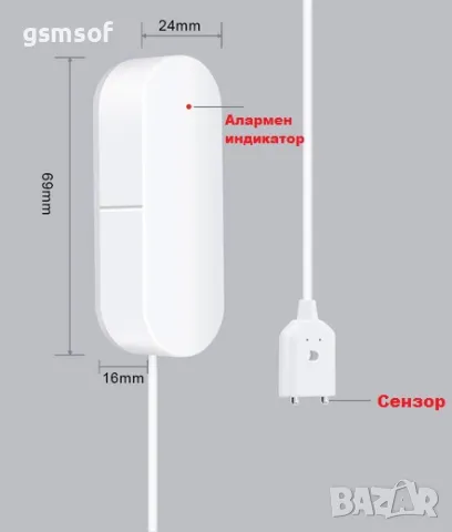 WiFi алармен, известителен датчик за ниво на вода (наводнение) - известява на телефон, снимка 3 - Друга електроника - 47715396