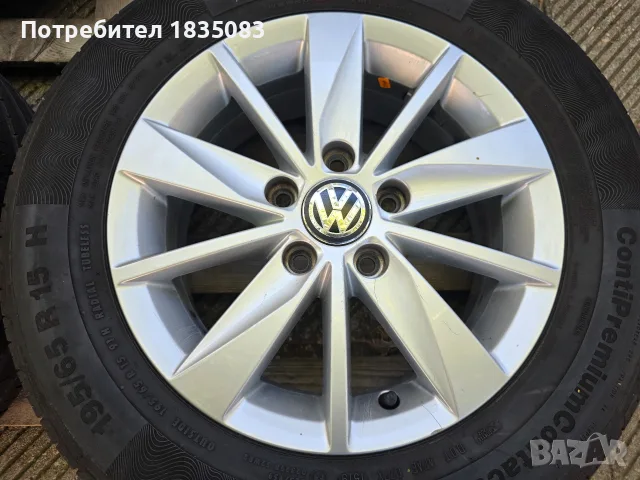 Лети джанти 15ки 5х112 + летни гуми 195/65/15 Continental, снимка 6 - Гуми и джанти - 55993455