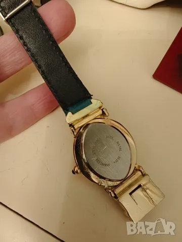 Красив позлатен часовник ,кожена каишка ,камъни , снимка 7 - Дамски - 48473511