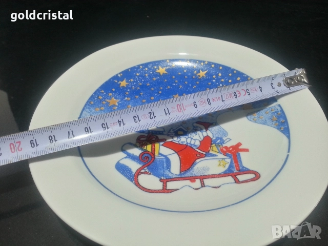 български порцелан чиния коледа нова година дядо мраз , снимка 2 - Антикварни и старинни предмети - 52778206