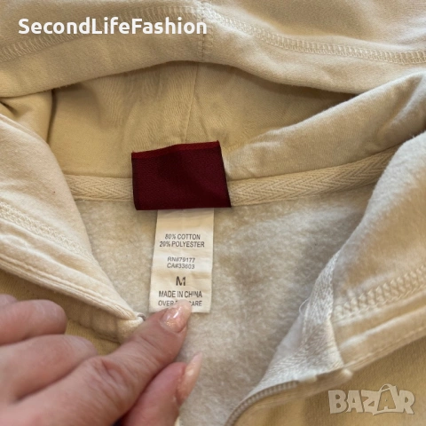 Дамски суитшърт с къс ръкав и цип Hard Rock Cafe Chicago кремав размер M, снимка 3 - Суичъри - 53175556