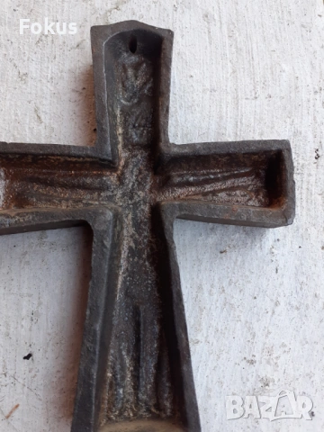 Стар кръст разпятие лят чугун, снимка 5 - Антикварни и старинни предмети - 53394692