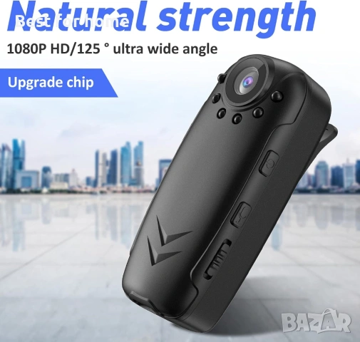 Мини камера за тяло, преносима 1080P Full HD спортна DVR видеорегистратор, нощно виждане, снимка 3 - Камери - 53684649