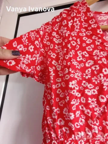 Аmisu червена рокля на бели цветчета , снимка 10 - Рокли - 50044711