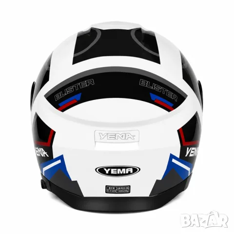 Отворена мото каска YEMA ECE R22.06 с два визьора черно и бяло, снимка 4 - Аксесоари и консумативи - 55865699