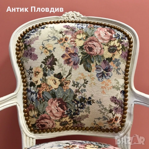 	 Бяло кресло "Английски рози", снимка 5 - Дивани и мека мебел - 12853041